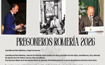 Pregón de José Manuel Pérez y Ángel Carrascosa en la Hermandad del Rocío de Albaida del Aljarafe